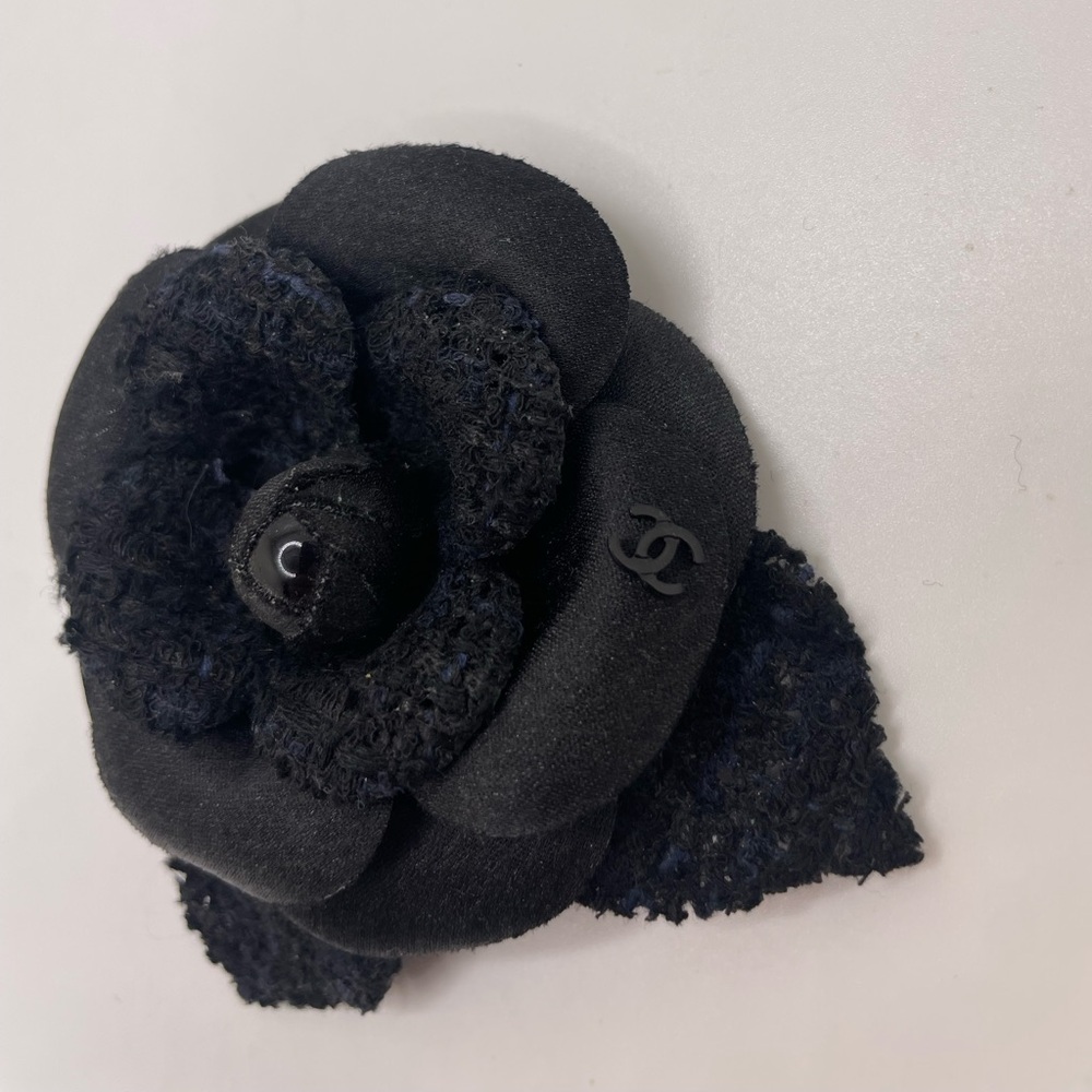 CHANEL Tweed Camellia Brooch